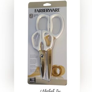 Farberware 2-Piece Shears Set White Color Kitchen Multipurpose Utility Scissors